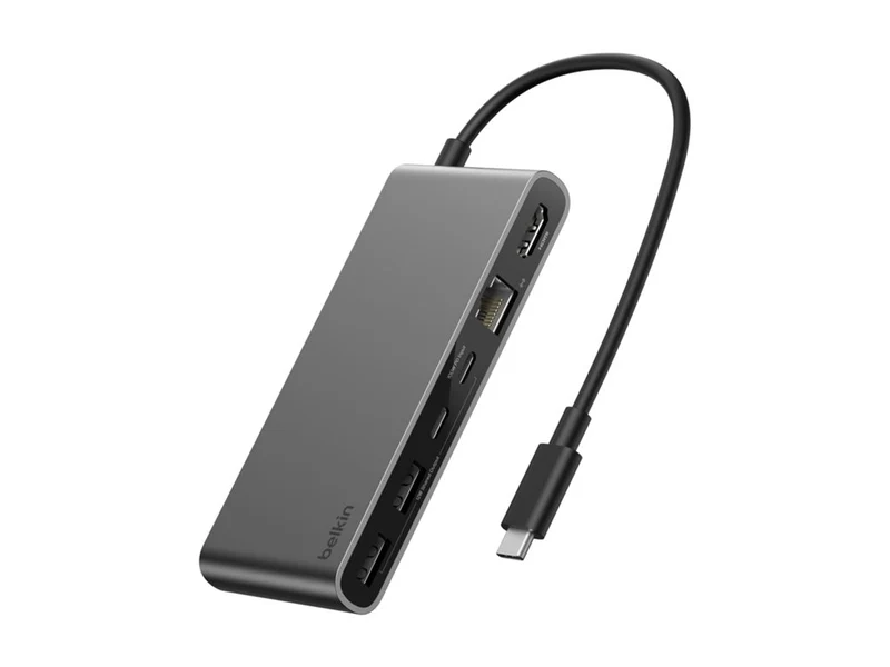 BELKIN Connect 8-in-1 USB-C Hub with Dual USB-C Ports - Silver