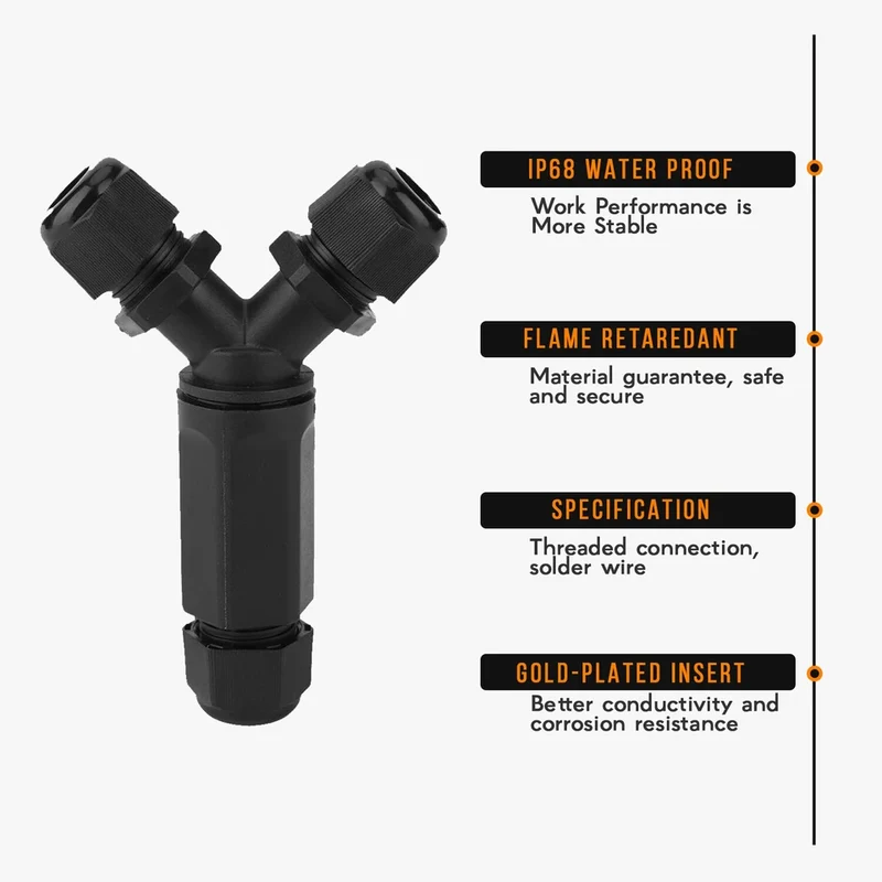 Boîte de Jonction Étanche IP68 en Y 3 Voies câble extérieur ~2298