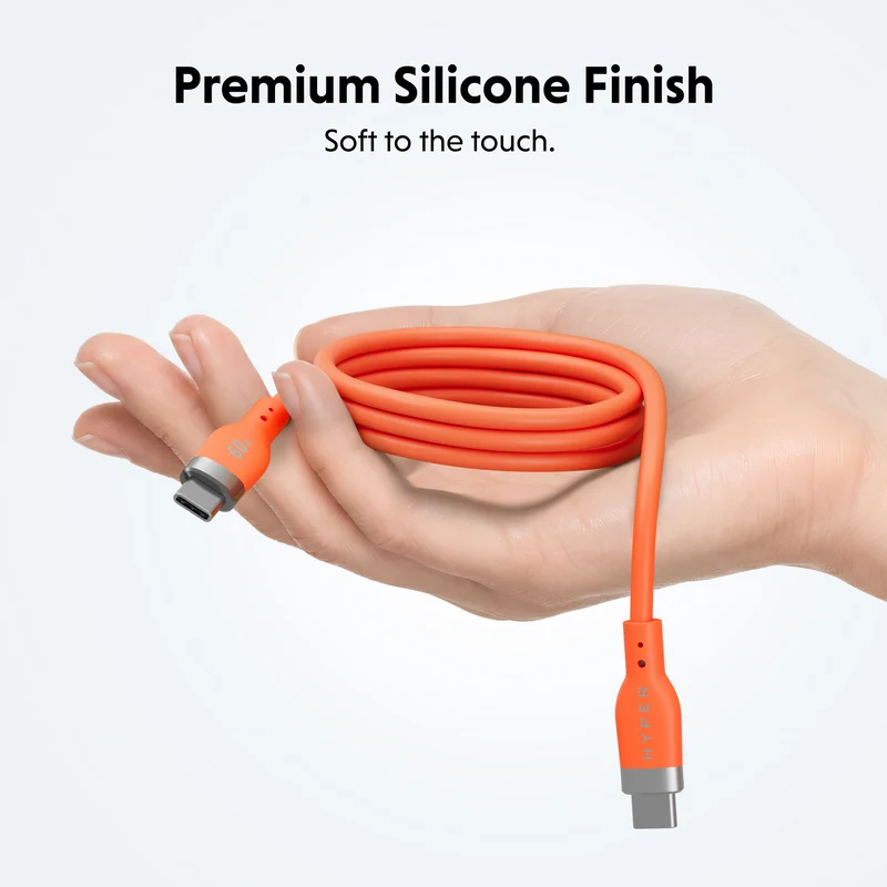 Câble de recharge HyperJuice Flex USB-C en silicone - Orange