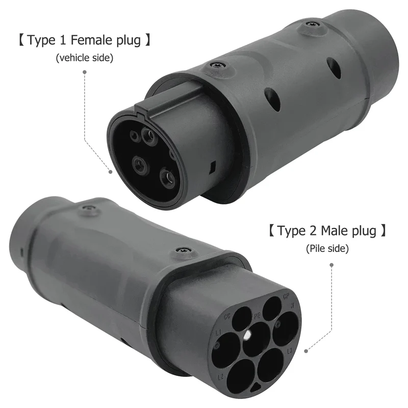 T1 Female (Car) to T2 Male (Cable) Compact Adaptor For EVs