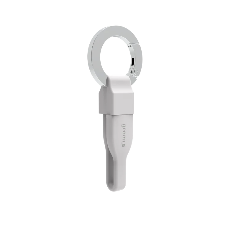 Porte clé câble green-e éco-conçu USB-A vers Lightning, 15 cm, Blanc