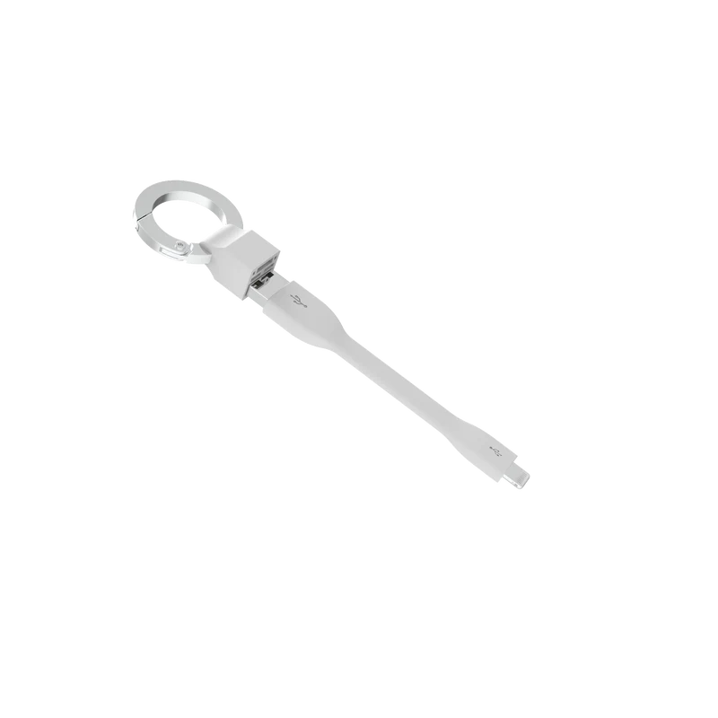 Porte clé câble green-e éco-conçu USB-A vers Lightning, 15 cm, Blanc