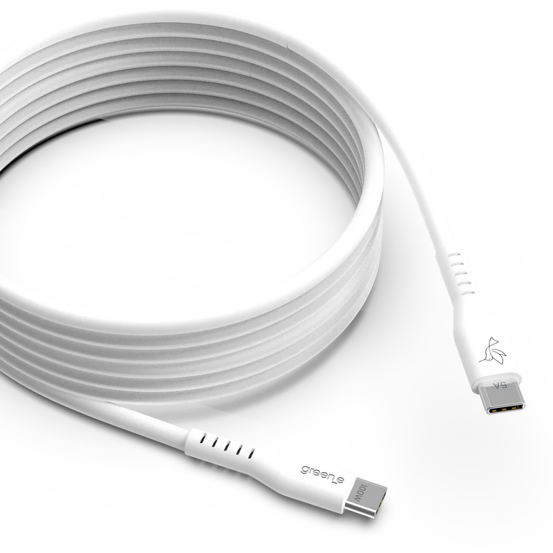Câble GREEN_E USB-C 100W Fabriqué en France, 1,50 m, Blanc