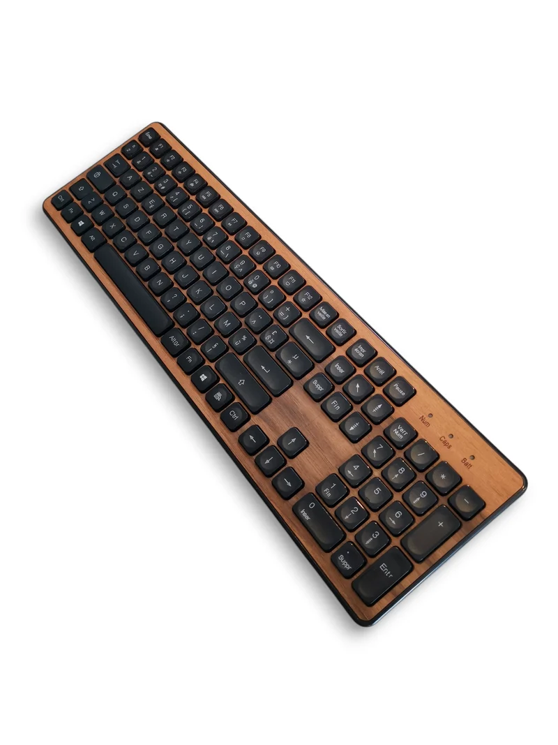 Clavier sans fil GREEN_E placage Bois façonné en France, essence noyer naturel