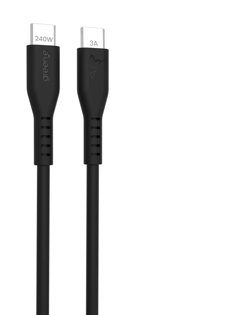 Câble GREEN-E USB-C 240W Fabriqué en France, 2,0 m, Noir légende
