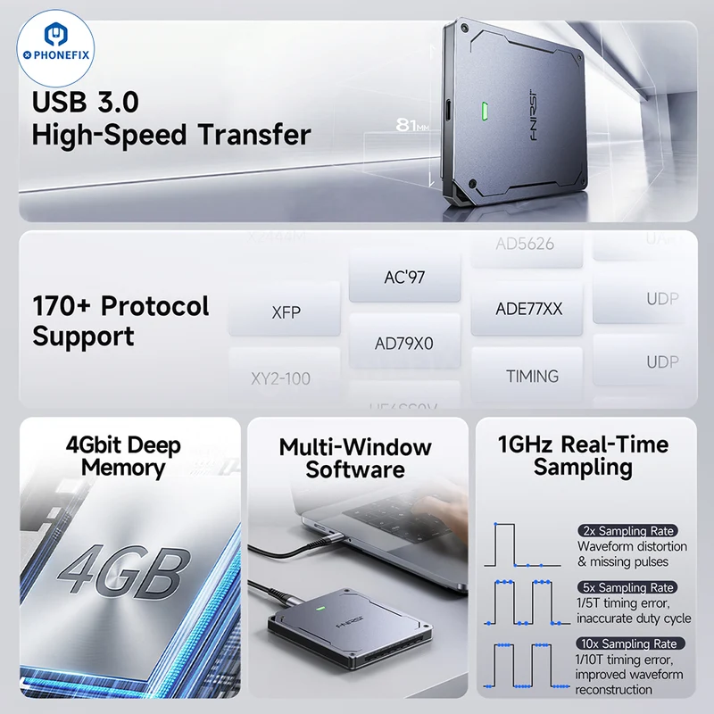 Analyseur logique haute vitesse FNIRSI DLA-16 DLA-32 Plus USB 3.0