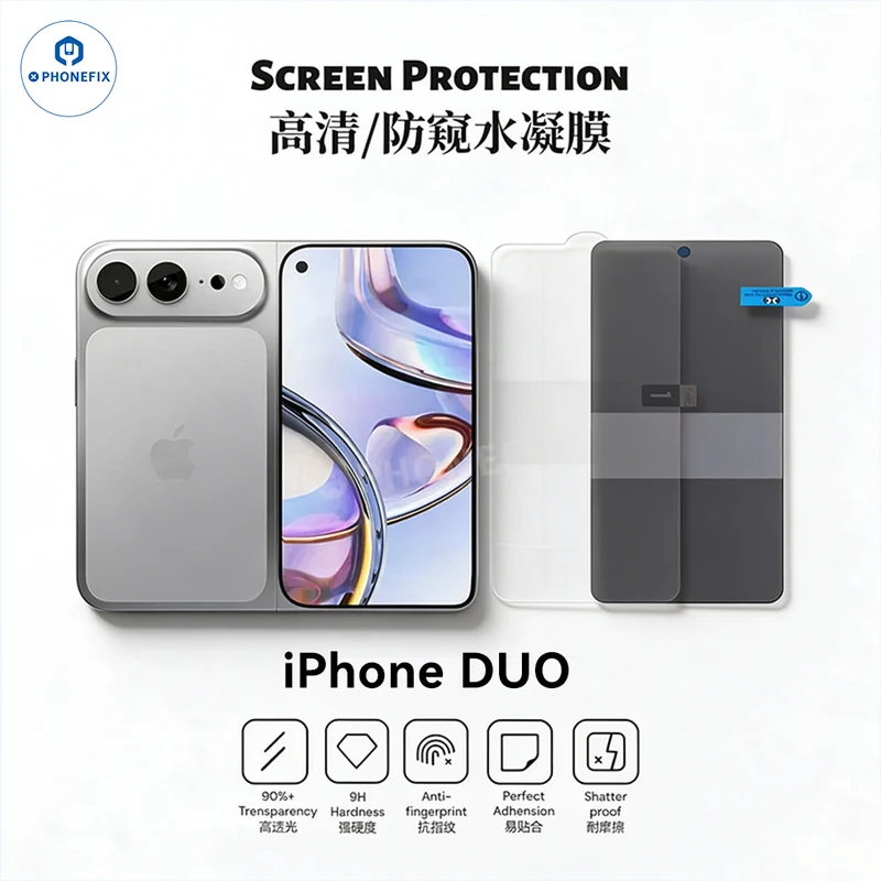Film protecteur d'écran pliable pour iPhone Duo en hydrogel - Avant/Intérieur/Arrière