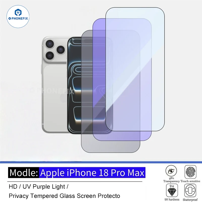 Protection d'écran en verre trempé pour iPhone 18 Pro Max - HD et confidentialité