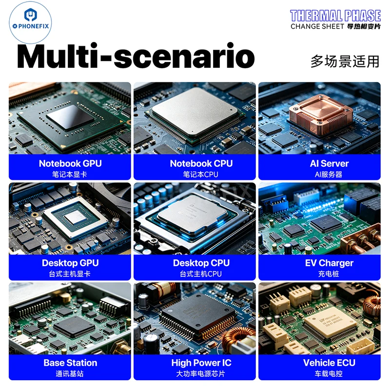 Pad thermique à changement de phase MÉCANIQUE 8.5 W pour refroidissement des circuits intégrés CPU et GPU
