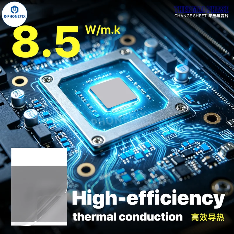 Pad thermique à changement de phase MÉCANIQUE 8.5 W pour refroidissement des circuits intégrés CPU et GPU
