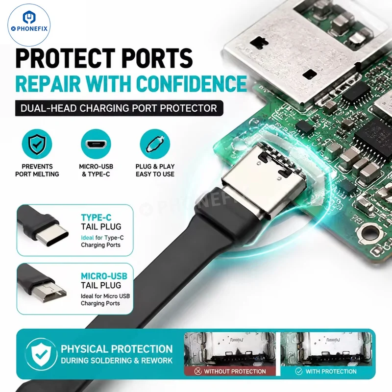 Couvercle de protection pour port de charge double tête RF-TP20 Micro-USB Type-C