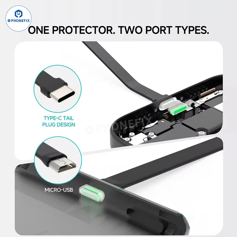 Couvercle de protection pour port de charge double tête RF-TP20 Micro-USB Type-C