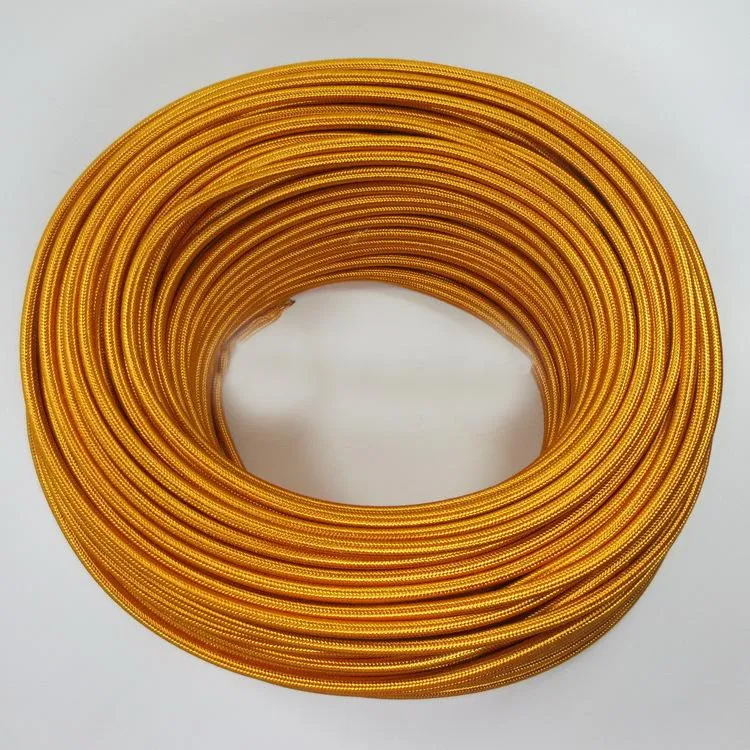 LEDSone Câble d'éclairage rond en tissu doré 2 cœurs - 0,75 mm 1 m/5 m / 10 m ~2209