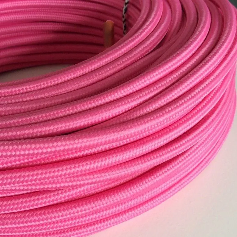 LEDSone Câble électrique textile rose rond pour lampe | 1m, 5m, 10m, 2 fils 8A ~2205