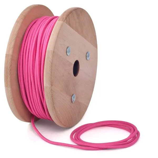 LEDSone Câble électrique textile rose rond pour lampe | 1m, 5m, 10m, 2 fils 8A ~2205