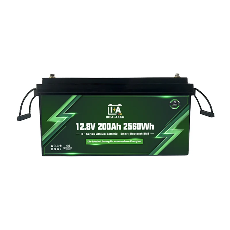 Batterie Lithium LiFePO4 12.8V 200Ah IDEALAKKU IB-12-200 Bluetooth BMS intégré – Remplacement AGM Gel