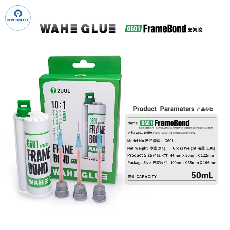 Colle acrylique FrameBond 2UUL G601 (rapport de compression 10:1) pour la réparation des supports d'écran LCD de téléphone