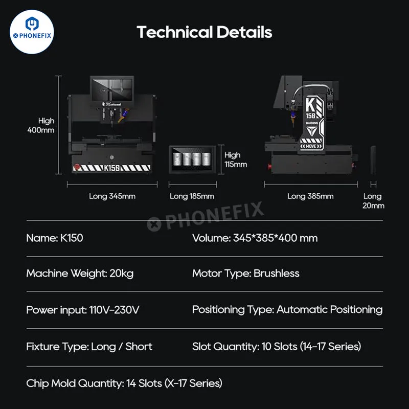 Machine CNC de découpe d'emplacement SIM et de rectification de circuits imprimés Xwitzeal K150 pour iPhone