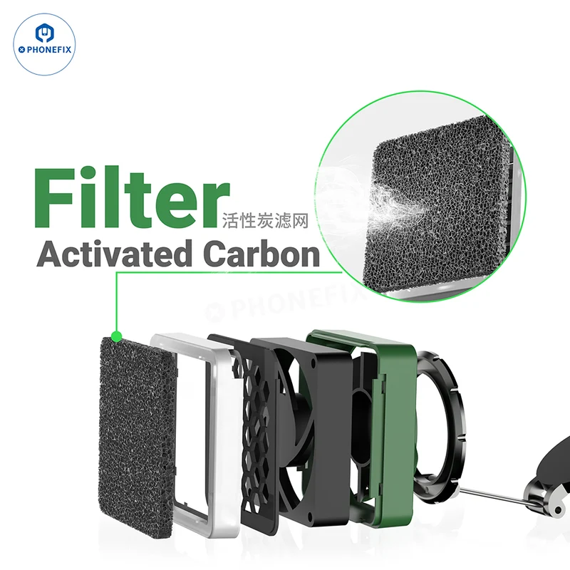 Extracteur de fumée magnétique 2UUL FE11 MagFan avec LED pour le soudage de circuits imprimés