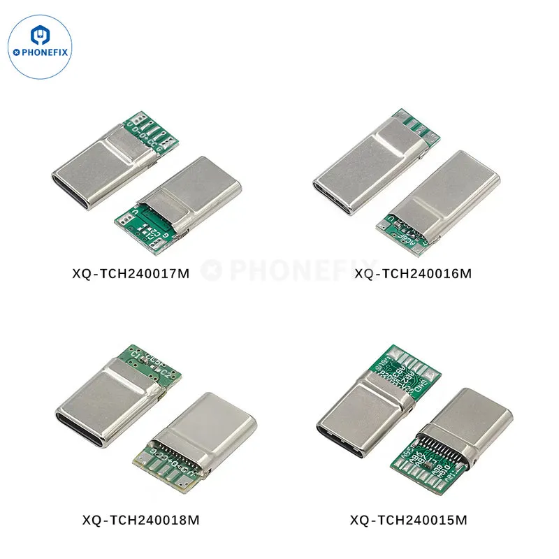 Connecteur mâle USB-C 24 broches avec points de soudure 6 broches, charge rapide PD
