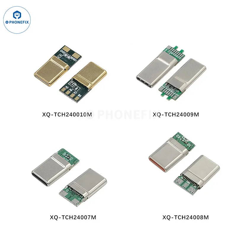 Connecteur mâle USB-C 24 broches avec points de soudure 6 broches, charge rapide PD