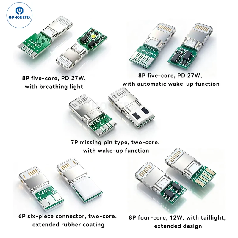 Connecteur Lightning mâle 8 broches avec circuit imprimé et charge rapide PD