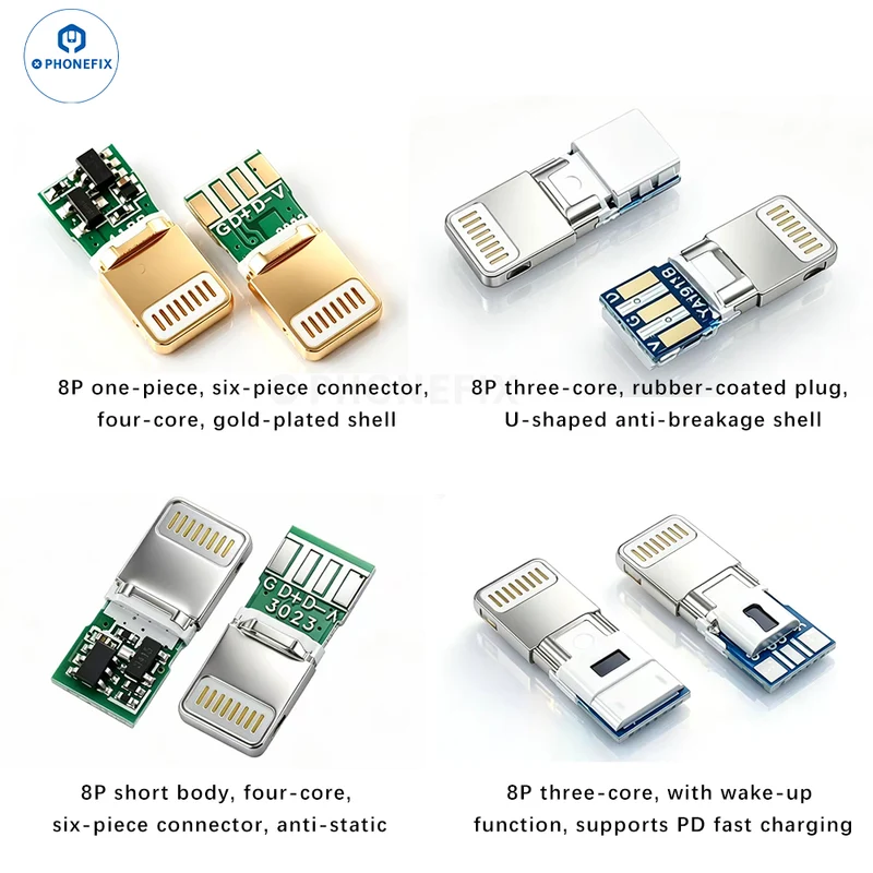 Connecteur Lightning mâle 8 broches avec circuit imprimé et charge rapide PD