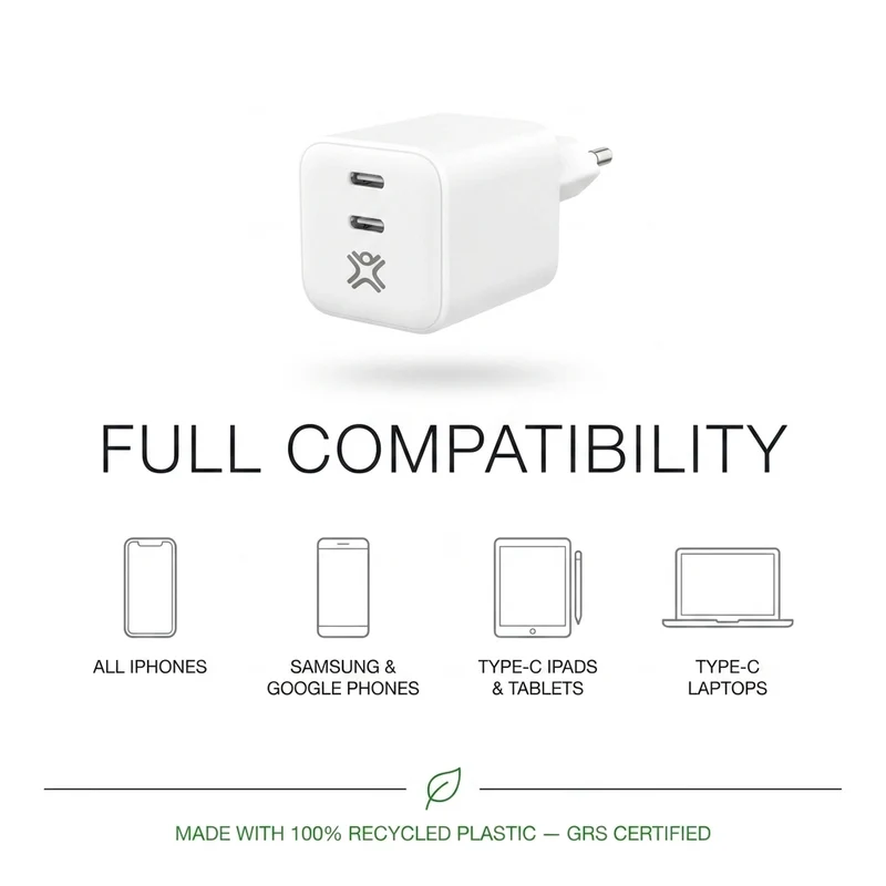 65W Dual USB-C Charger | Eco-Friendly PD for MacBook & iPhone
