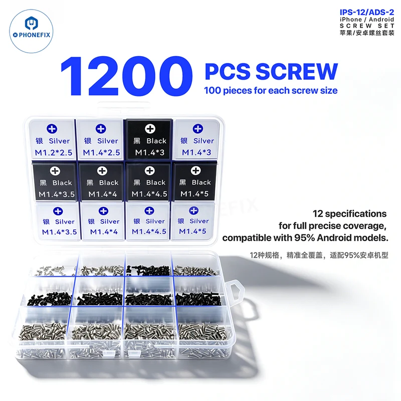 Kit de vis MECHANIC IPS-12 ADS-2 pour la réparation d'iPhone et d'Android