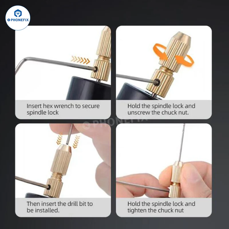 Mandrin de perçage universel à 3 mors de 2.35 mm pour outils de meulage de circuits imprimés