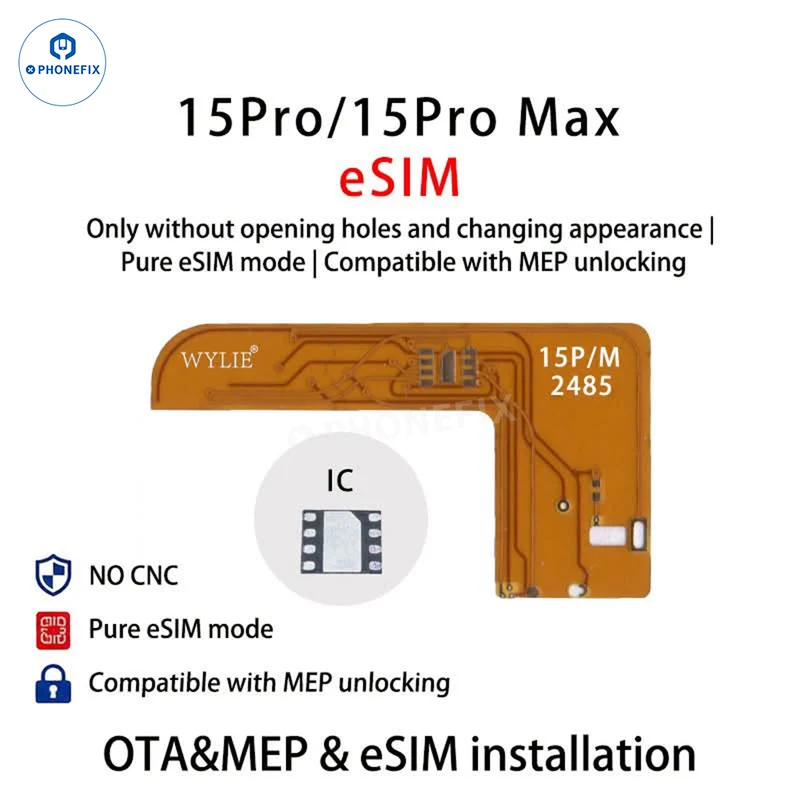 Solution de déblocage eSIM WYLIE pour iPhone 15-17 Pro Max - Sans CNC