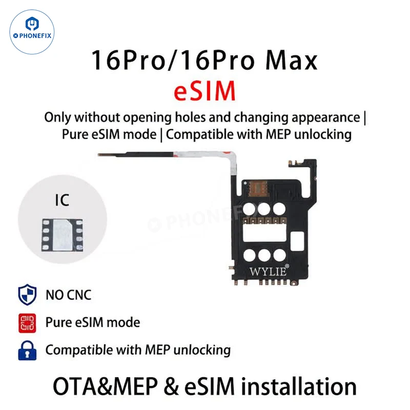 Solution de déblocage eSIM WYLIE pour iPhone 15-17 Pro Max - Sans CNC