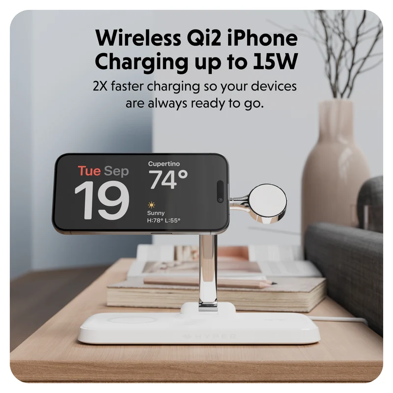 HyperJuice Next Qi2 4-en-1 Support de charge magnétique