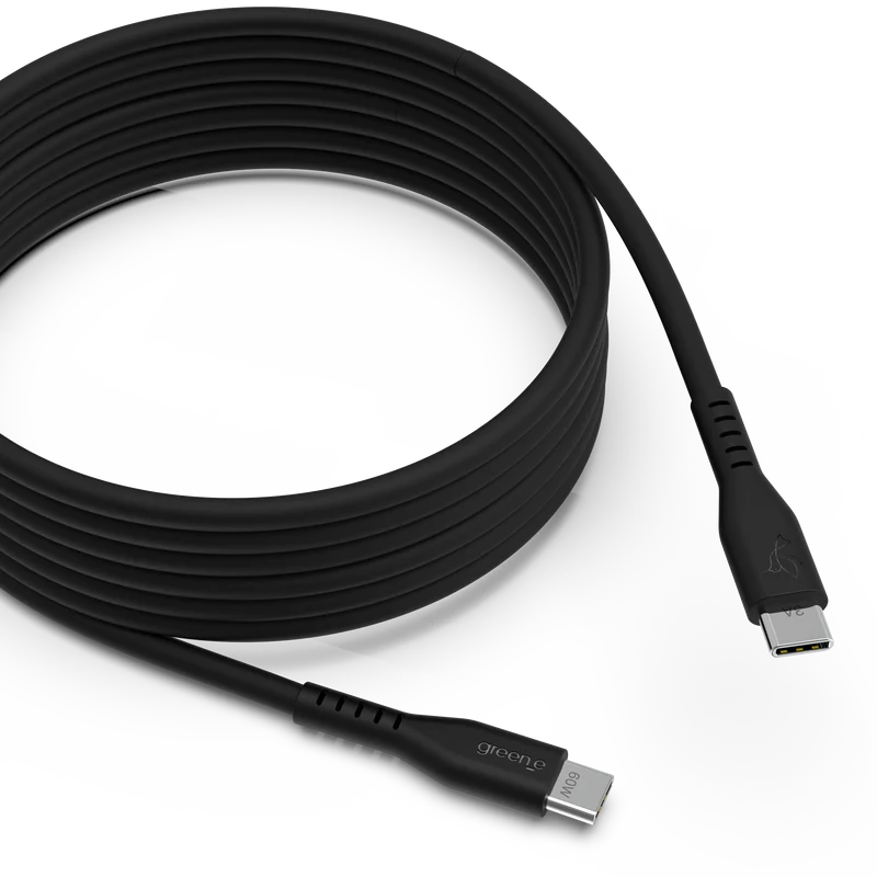 Câble GREEN_E USB-C 60W Fabriqué en France, 2,50 m, Noir Légende
