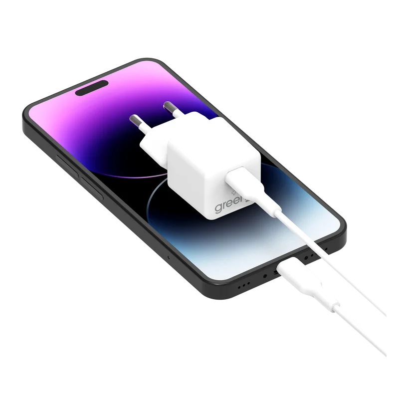 Chargeur Universel USB-C 20W GREEN-E France - Certifié Origine France Garantie - Blanc
