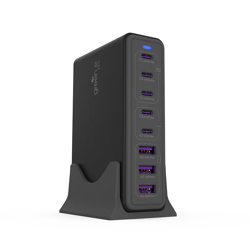 Station de charge 8 ports de bureau NEOPOWER 140W, Noir légende