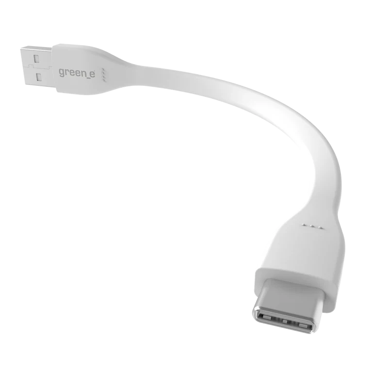 Câble green-e éco-conçu USB-A vers USB-C, 15 cm, Blanc
