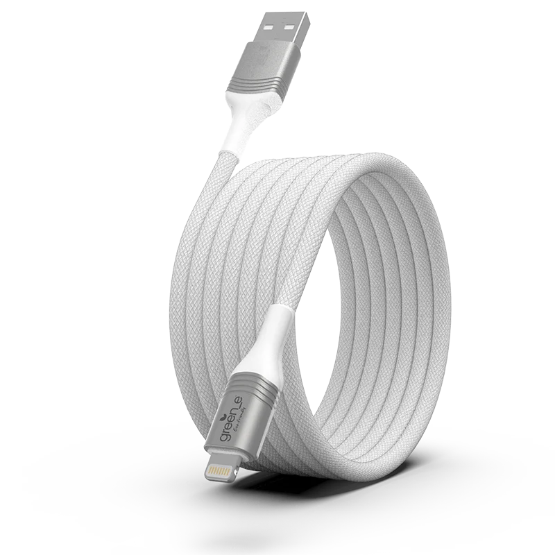 Câble tressé green-e éco-conçu USB-A vers Lightning, 1,20m, Blanc