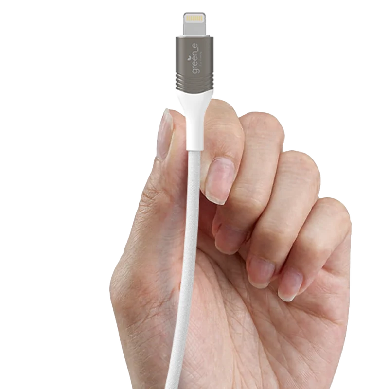 Câble tressé green-e éco-conçu USB-A vers Lightning, 1,20m, Blanc