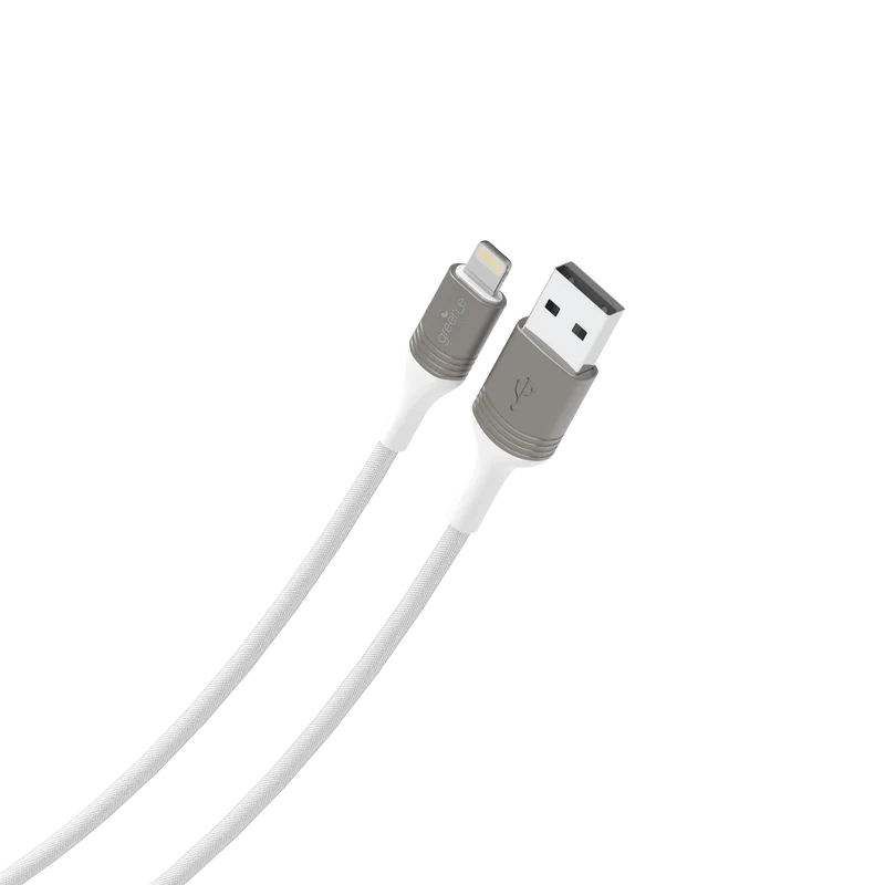 Câble tressé green-e éco-conçu USB-A vers Lightning, 1,20m, Blanc