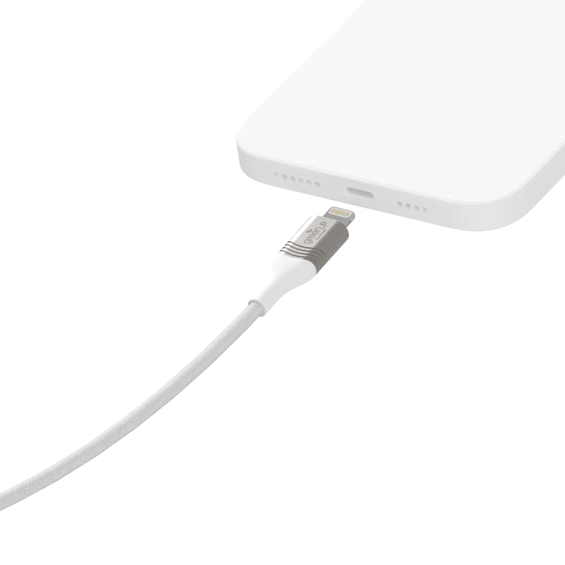 Câble tressé green-e éco-conçu USB-A vers Lightning, 1,20m, Blanc