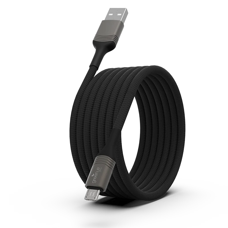 Câble tressé écoconçu GREEN-E résistant Micro-USB vers USB, 1,20m, Noir