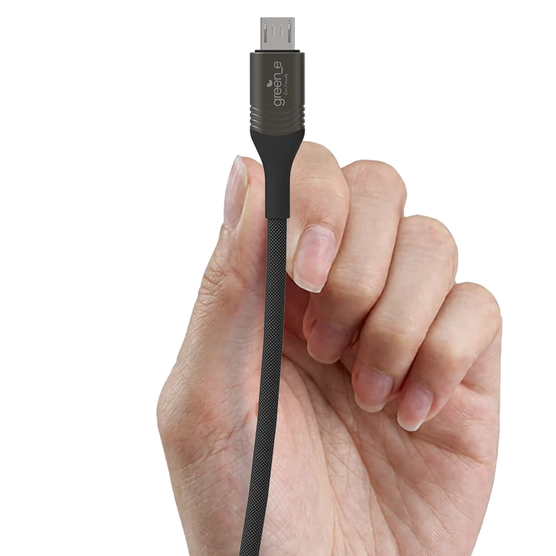 Câble tressé écoconçu GREEN-E résistant Micro-USB vers USB, 1,20m, Noir