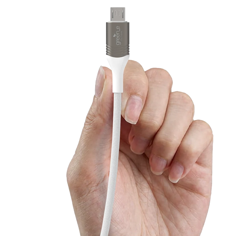 Câble tressé écoconçu GREEN-E résistant Micro-USB vers USB, 1,20m, Blanc