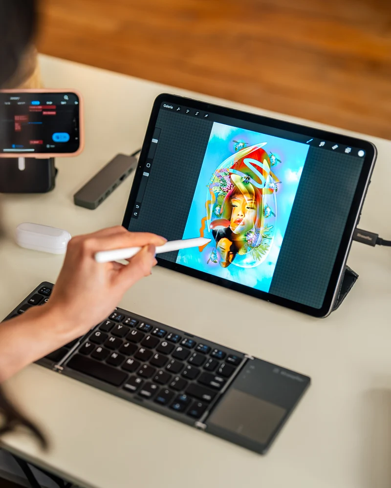 Foldable Travel Keyboard with Touchpad
