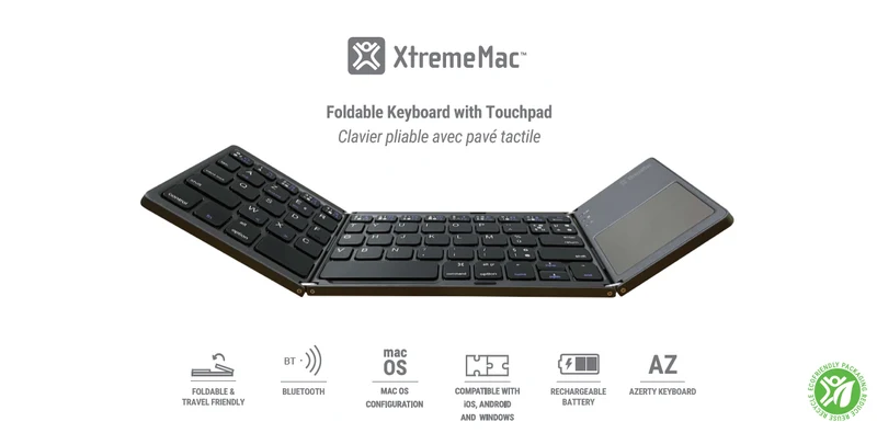 Foldable Travel Keyboard with Touchpad