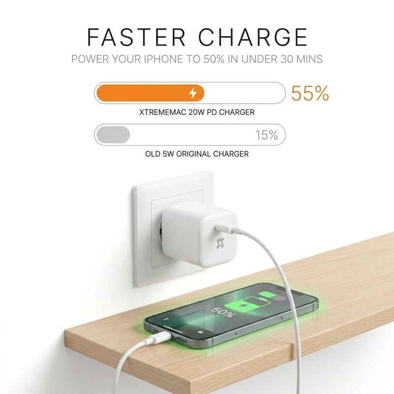 20W Type-C Power Delivery Wall Charger - Made with recycled plastic