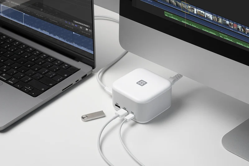 XtremeMac X-CUBE PRO: 6-Port USB-C Hub & 130W Charger | Compact Desktop Solution