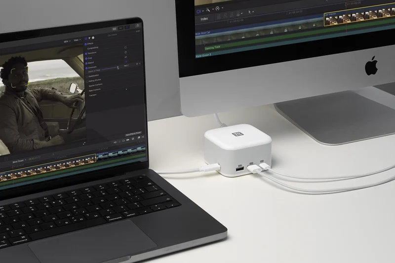 XtremeMac X-CUBE PRO: 6-Port USB-C Hub & 130W Charger | Compact Desktop Solution