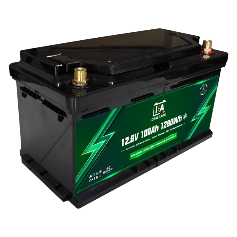 Batterie Lithium LiFePO4 12.8V 100Ah IDEALAKKU IA-12-100H Bluetooth Chauffante Camping-Car Solaire